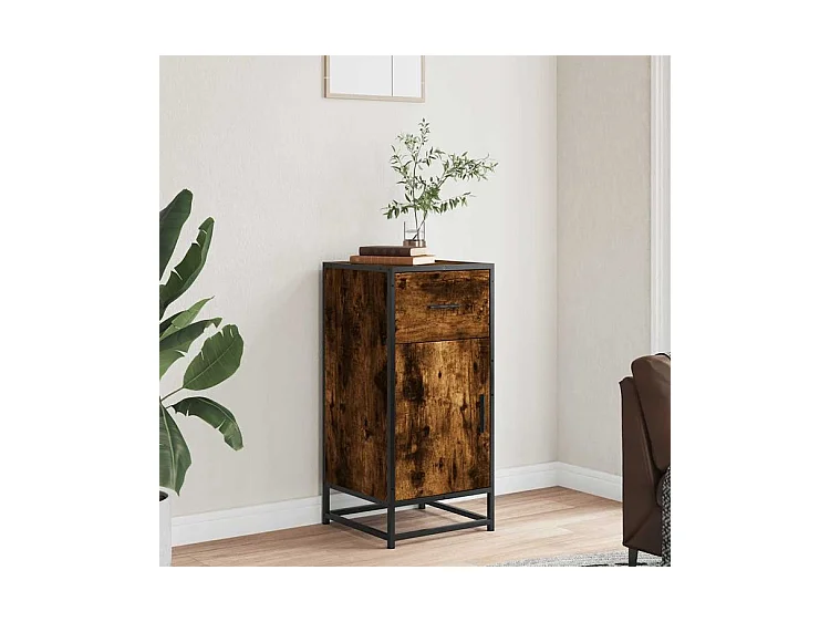 Buffet chêne fumé 35,5x35x76 bois d'ingénierie et métal