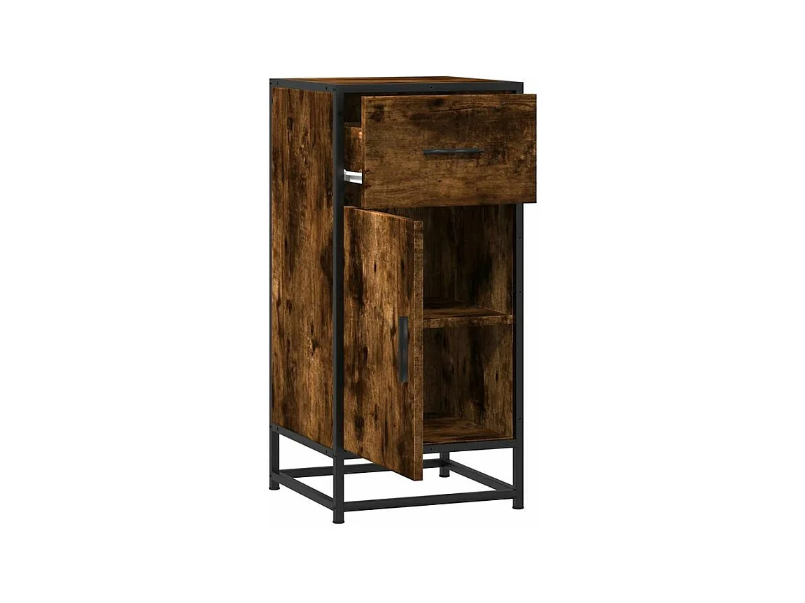 Buffet chêne fumé 35,5x35x76 bois d'ingénierie et métal