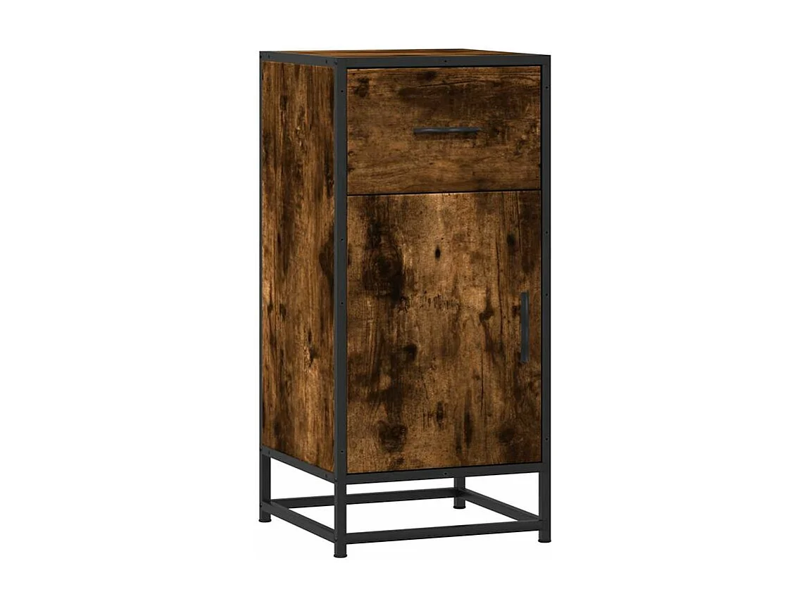 Buffet chêne fumé 35,5x35x76 bois d'ingénierie et métal