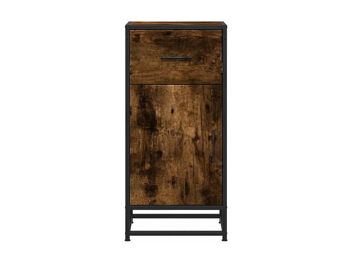 Buffet chêne fumé 35,5x35x76 bois d'ingénierie et métal