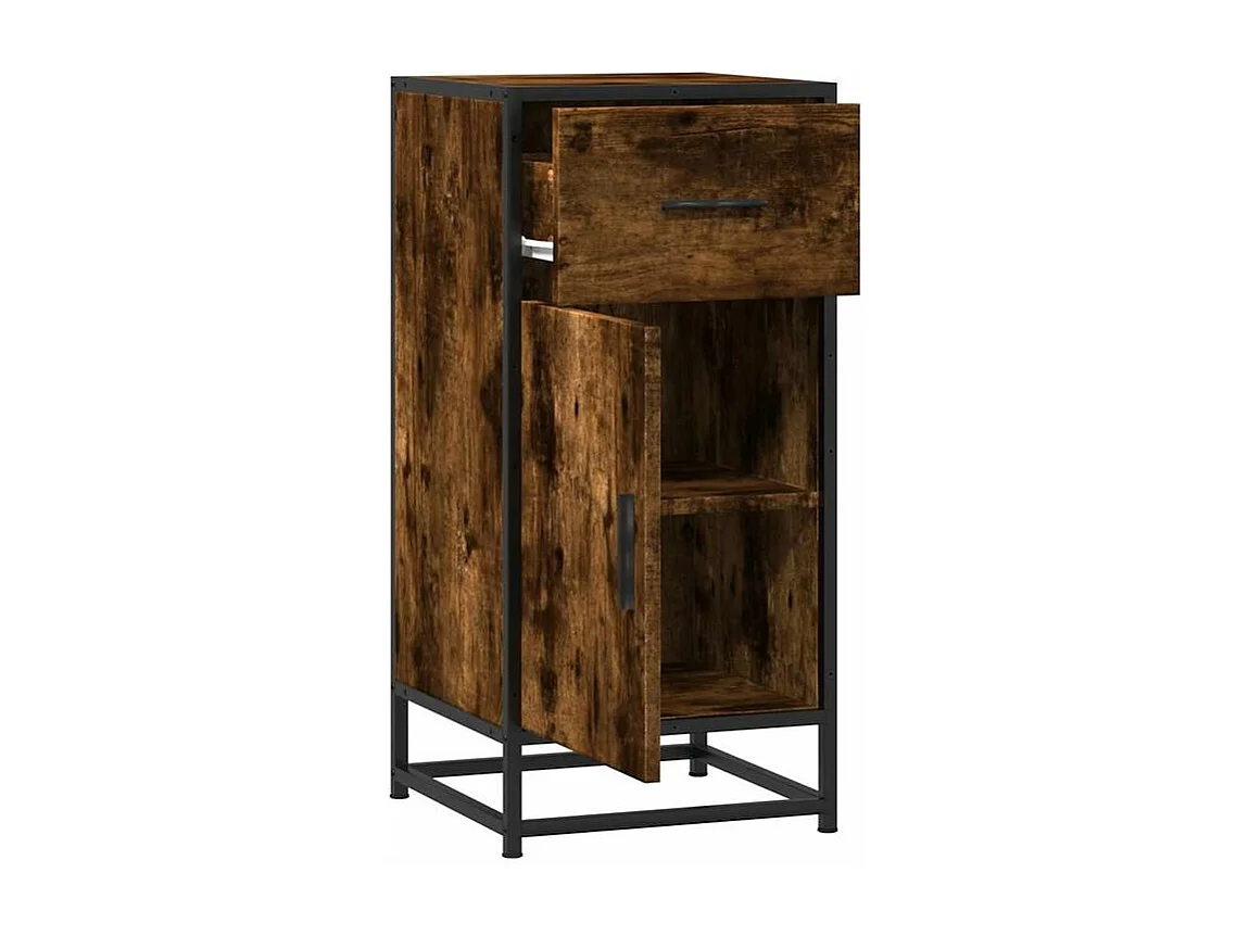 Buffet chêne fumé 35,5x35x76 bois d'ingénierie et métal