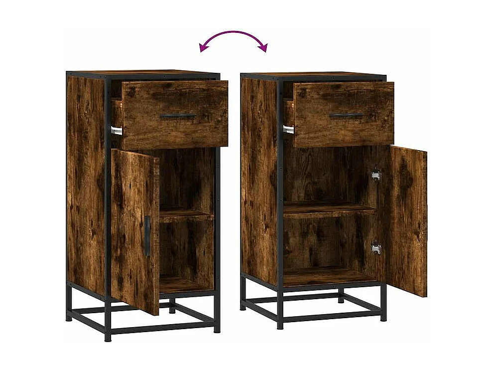 Buffet chêne fumé 35,5x35x76 bois d'ingénierie et métal