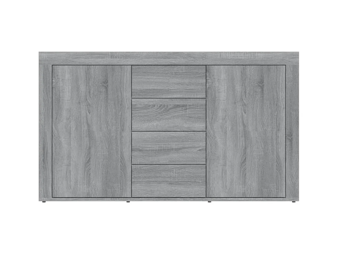 Petit buffet 2 portes 4 tiroirs 120cm – Modèle Takino-Couleur Chêne gris