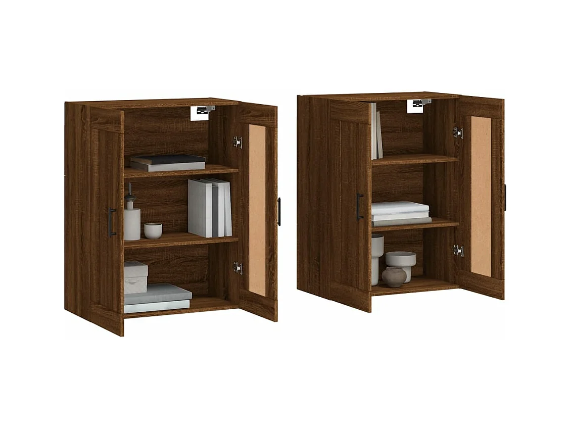 Armoires murales 2 pcs chêne marron bois d'ingénierie