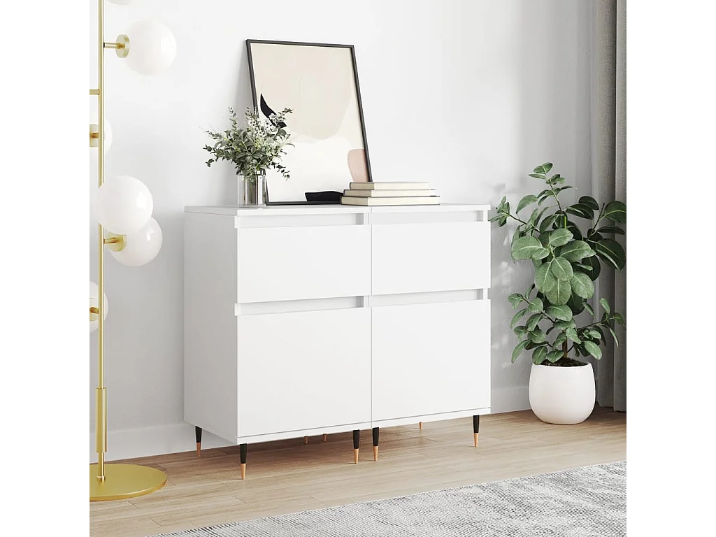 Buffets 2 pcs blanc 40x35x70 bois d’ingénierie