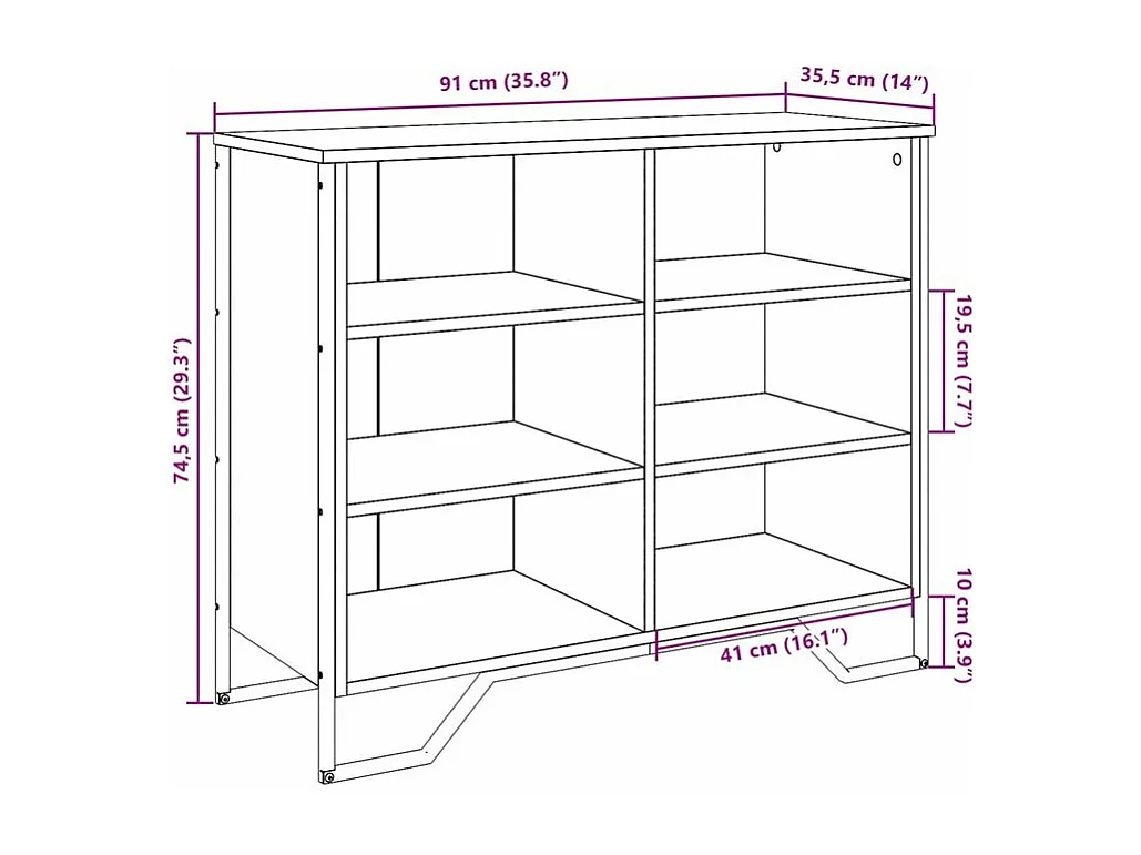 Buffet sonoma gris 91x35,5x74,5 bois d'ingénierie