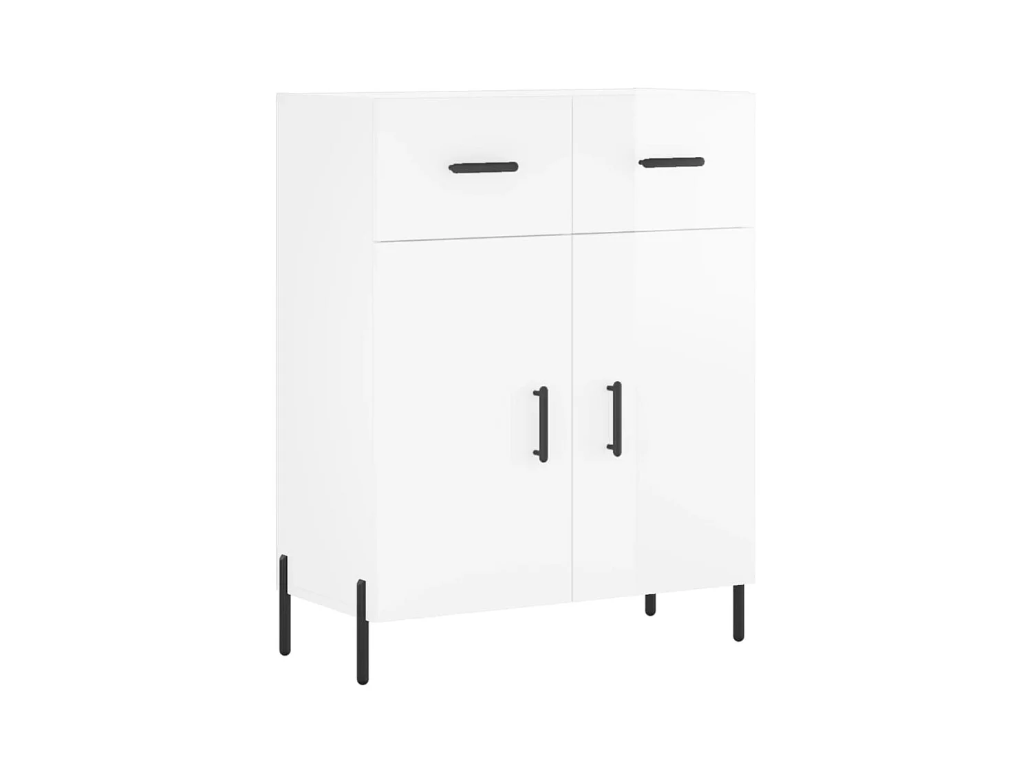 Buffet Blanc brillant 69,5x34x90 Bois d'ingénierie