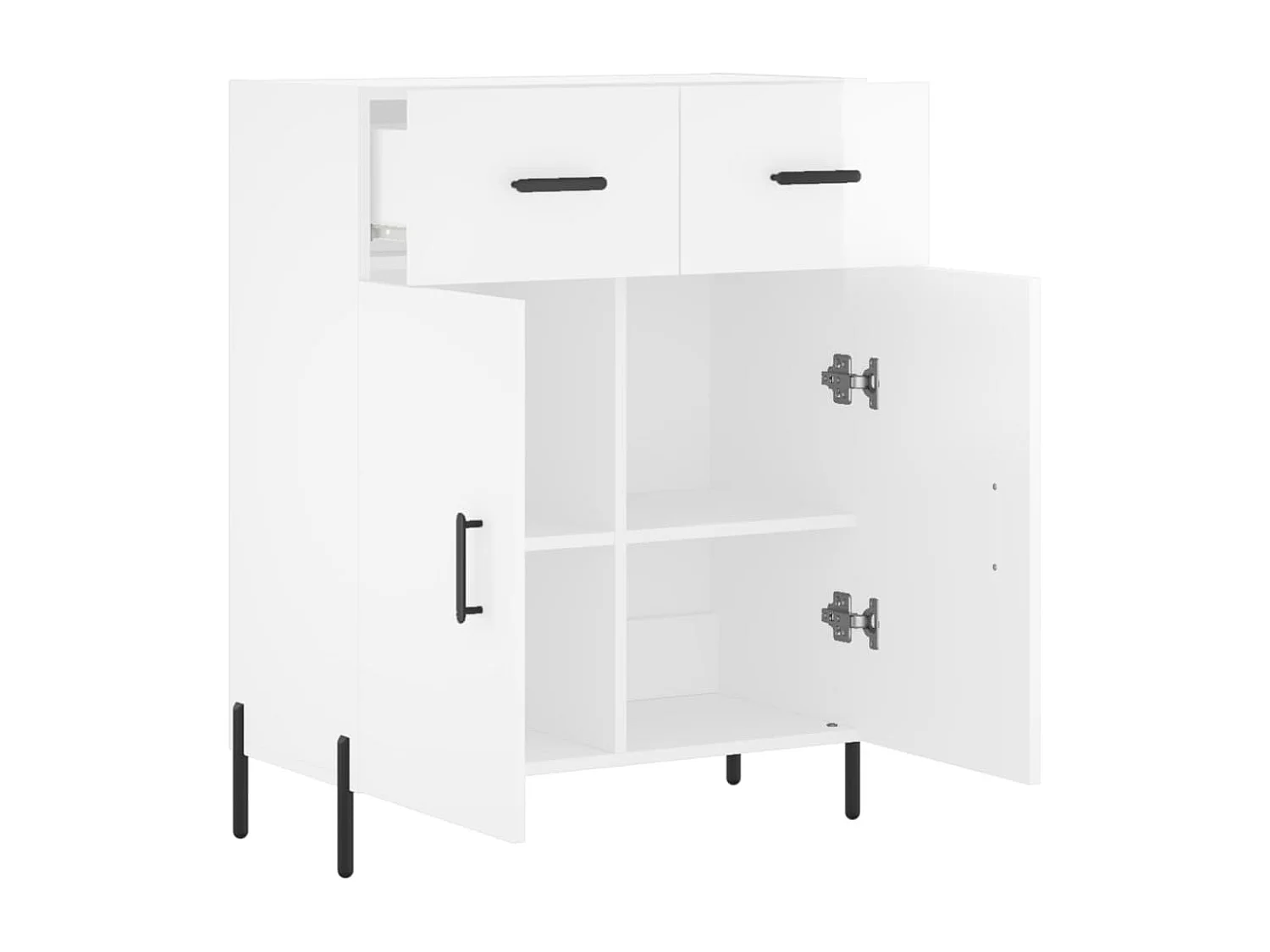 Buffet Blanc brillant 69,5x34x90 Bois d'ingénierie