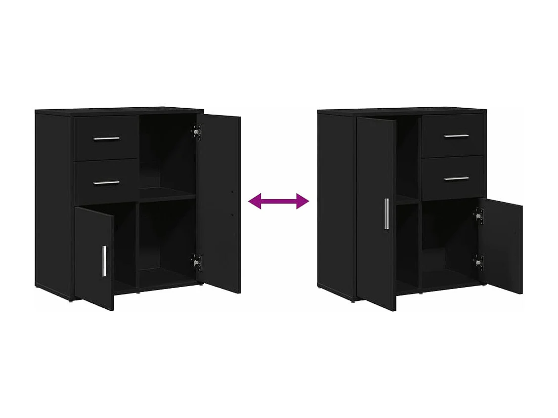 Buffet noir 60x31x70 bois d'ingénierie