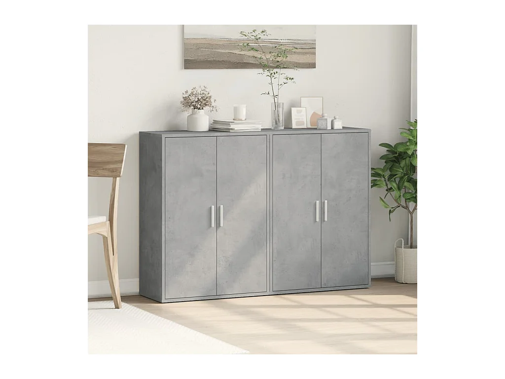 Buffets 2 pcs gris béton 60x31x84 bois d'ingénierie