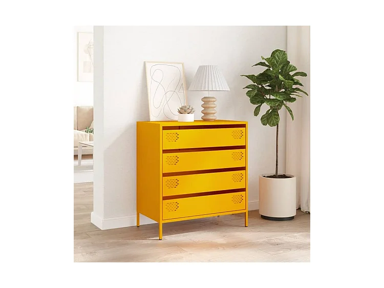 Buffet jaune moutarde 68x39x73,5 acier laminé à froid