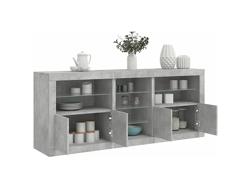 Buffet avec lumières LED gris béton 162x37x67