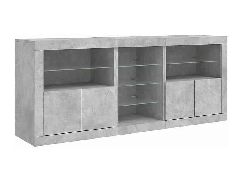 Buffet avec lumières LED gris béton 162x37x67