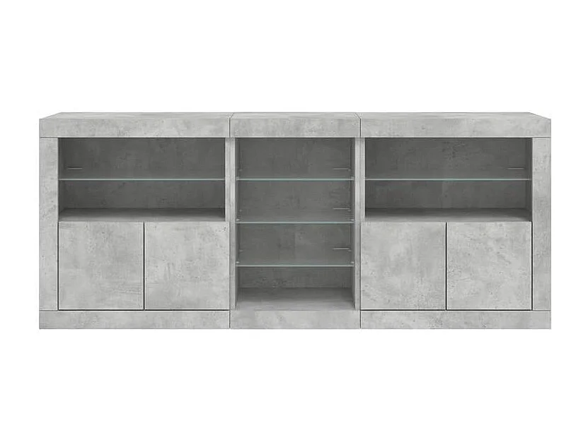 Buffet avec lumières LED gris béton 162x37x67