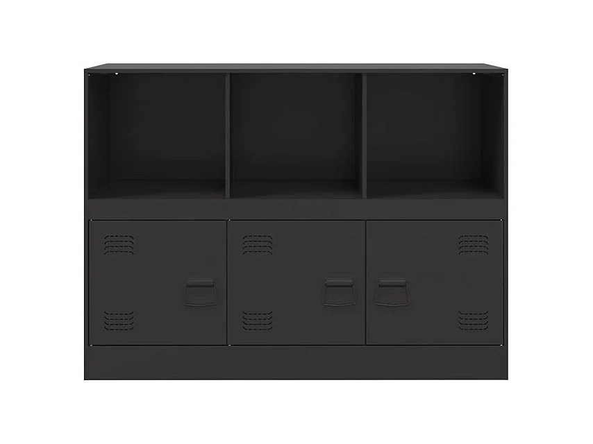 Meuble de rangement 3 portes 3 niches en acier Lazard 99cm - Style Industriel-Couleur Noir