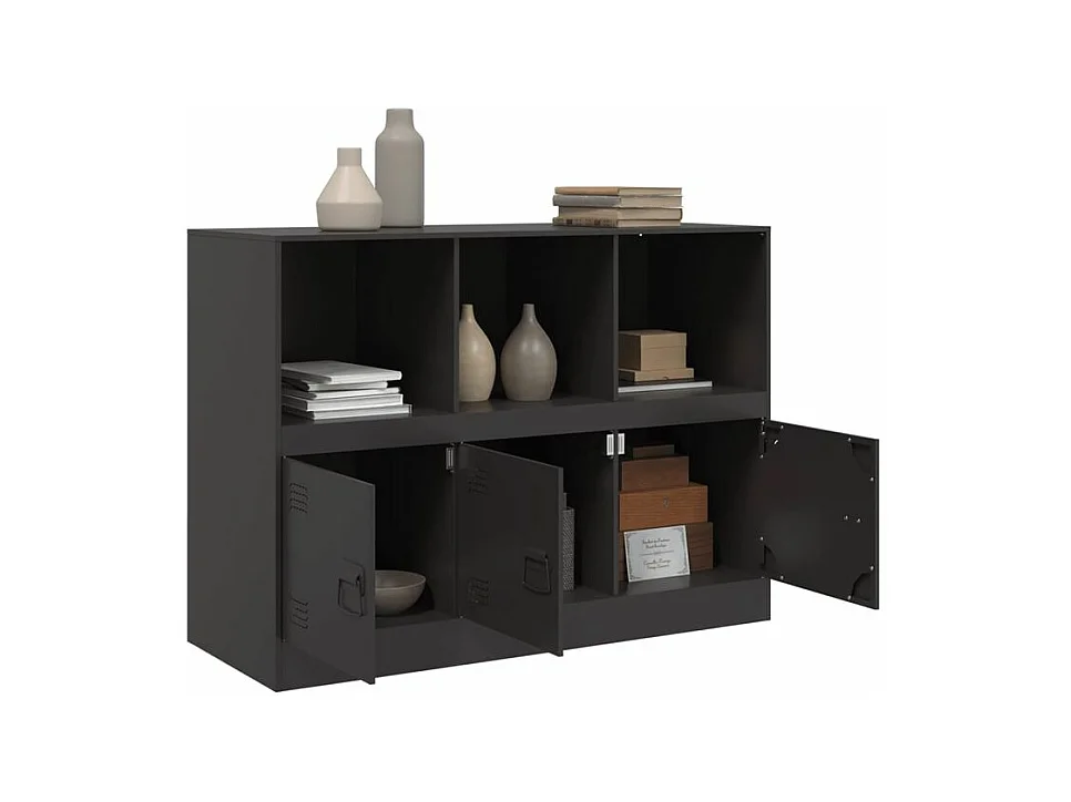 Meuble de rangement 3 portes 3 niches en acier Lazard 99cm - Style Industriel-Couleur Noir
