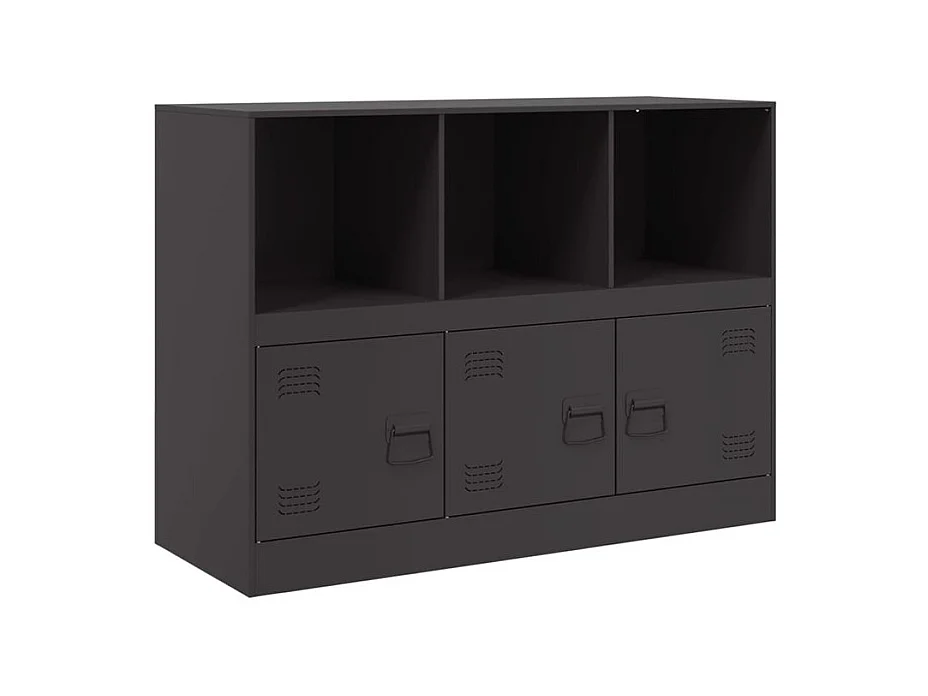 Meuble de rangement 3 portes 3 niches en acier Lazard 99cm - Style Industriel-Couleur Noir