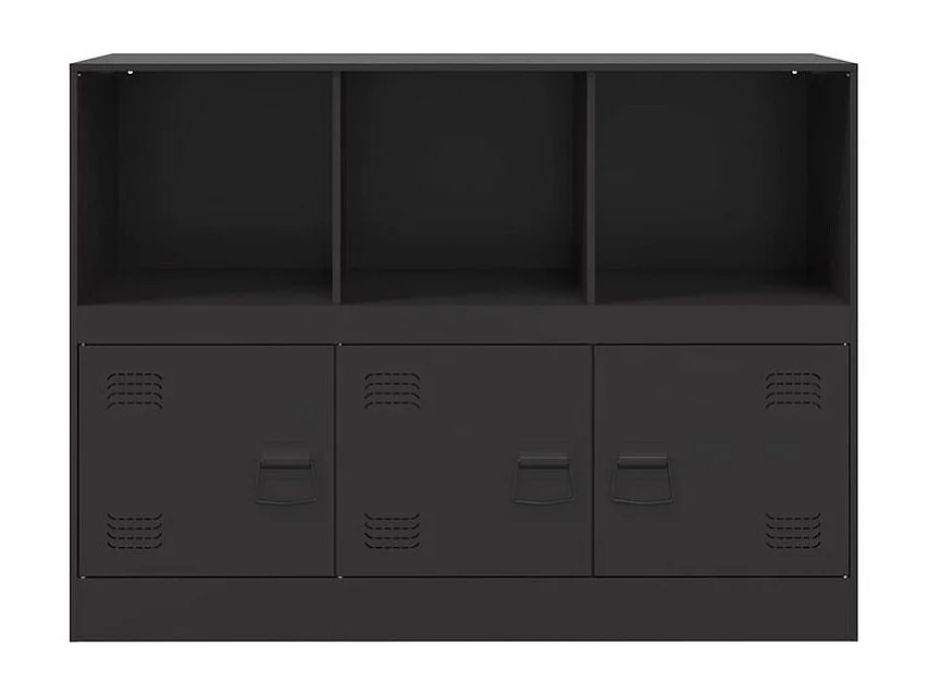 Meuble de rangement 3 portes 3 niches en acier Lazard 99cm - Style Industriel-Couleur Noir