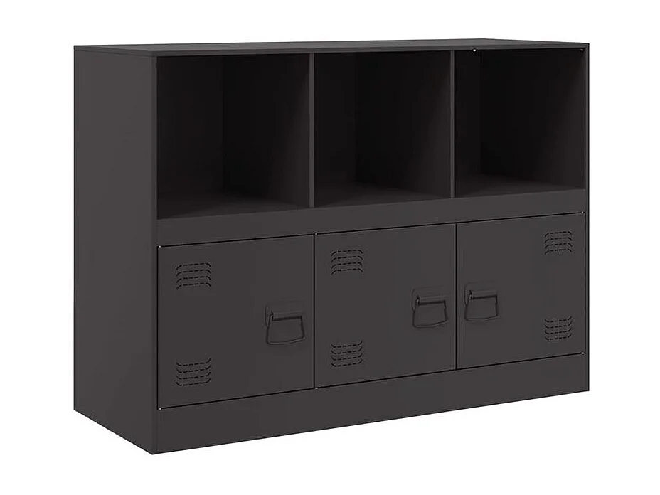 Meuble de rangement 3 portes 3 niches en acier Lazard 99cm - Style Industriel-Couleur Noir