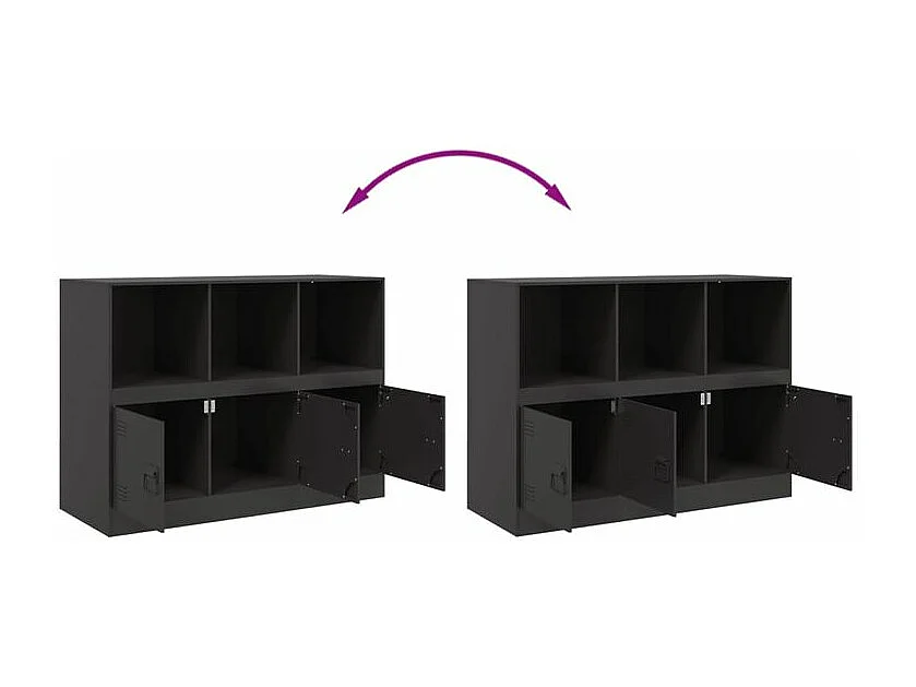 Meuble de rangement 3 portes 3 niches en acier Lazard 99cm - Style Industriel-Couleur Noir