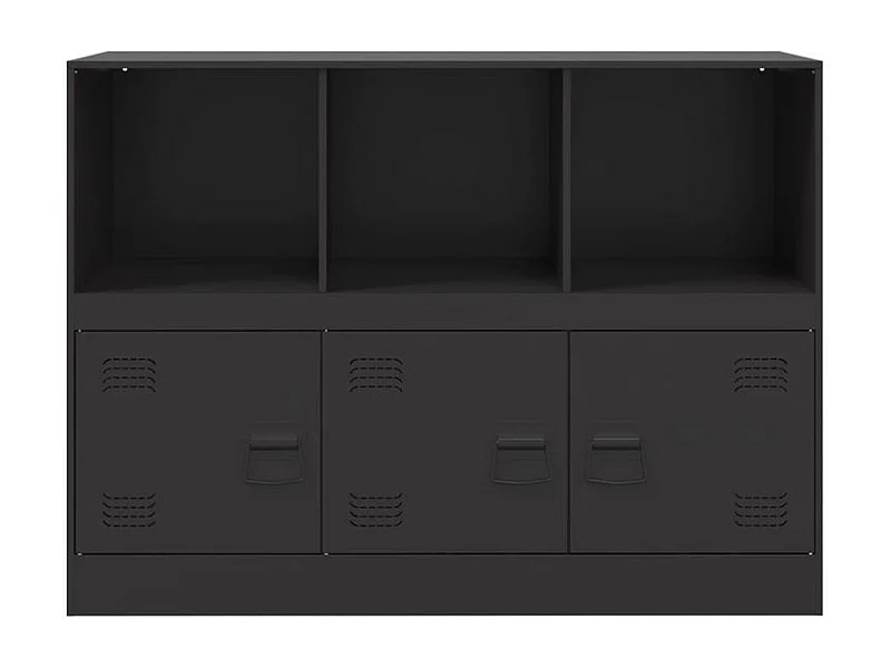 Meuble de rangement 3 portes 3 niches en acier Lazard 99cm - Style Industriel-Couleur Noir