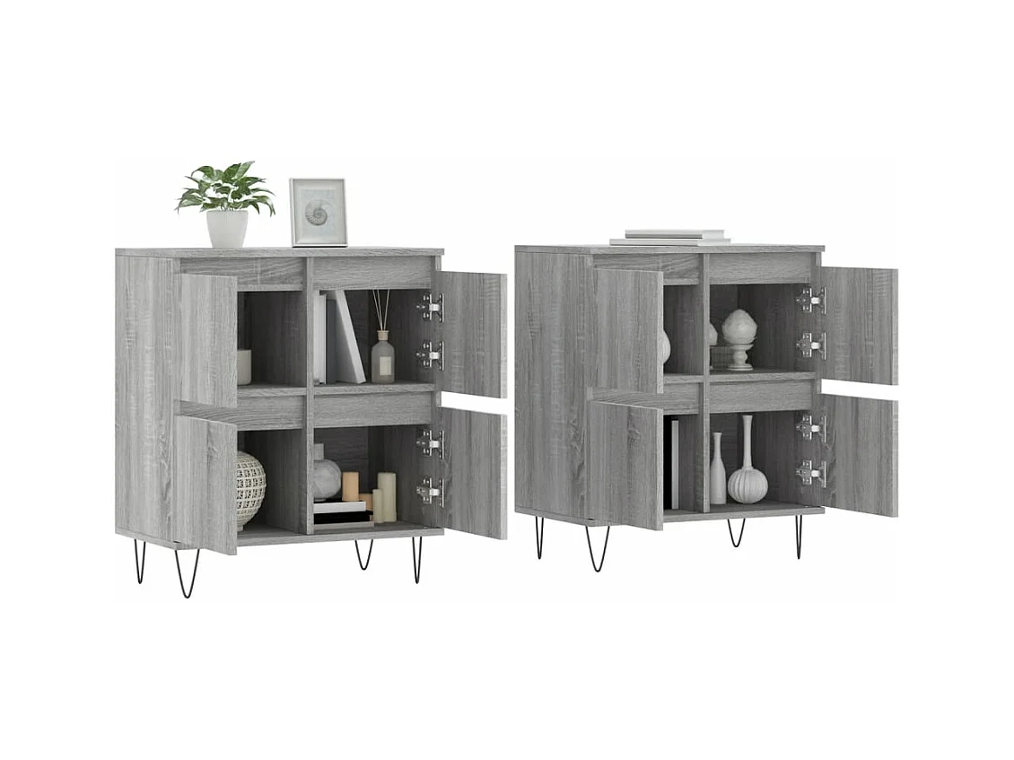 Buffets 2 pcs sonoma gris bois d'ingénierie