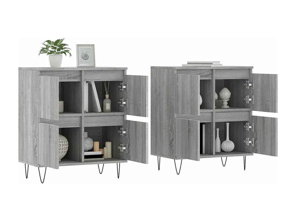 Buffets 2 pcs sonoma gris bois d'ingénierie