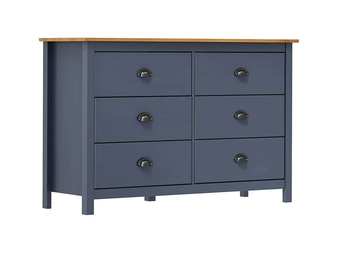 Buffet Hill Range Gris 125x40x80 Bois de pin solide