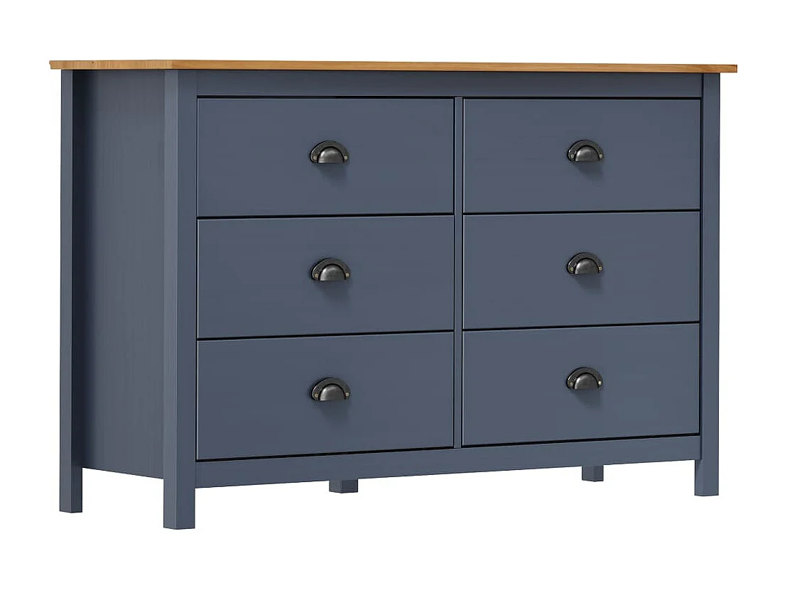 Buffet Hill Range Gris 125x40x80 Bois de pin solide