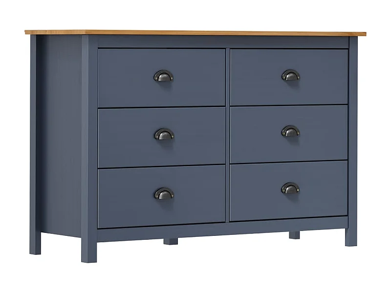 Buffet Hill Range Gris 125x40x80 Bois de pin solide