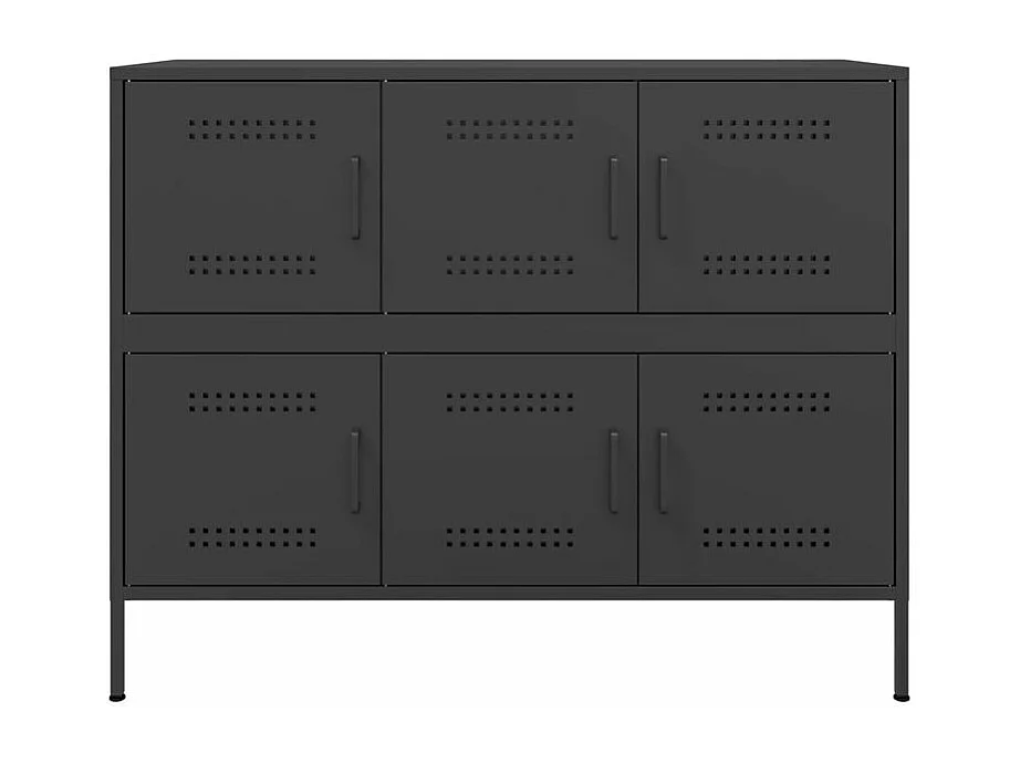 Meuble de rangement 6 portes en acier Klavin 100cm - Style Industriel-Couleur Noir