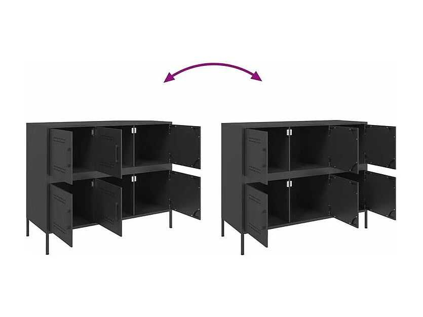 Meuble de rangement 6 portes en acier Klavin 100cm - Style Industriel-Couleur Noir