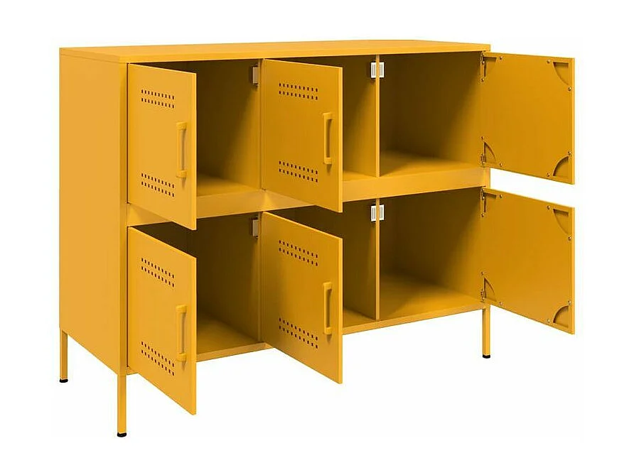 Meuble de rangement 6 portes en acier Klavin 100cm - Style Industriel-Couleur Noir