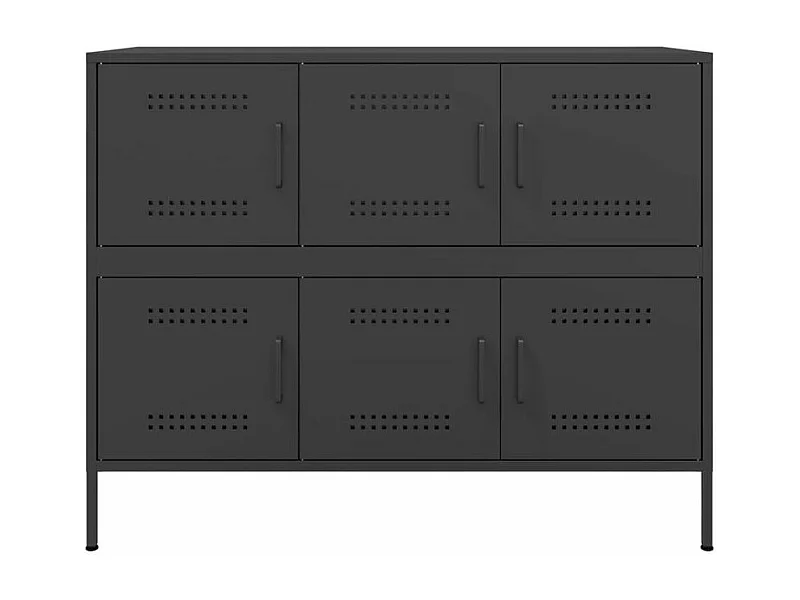 Meuble de rangement 6 portes en acier Klavin 100cm - Style Industriel-Couleur Noir