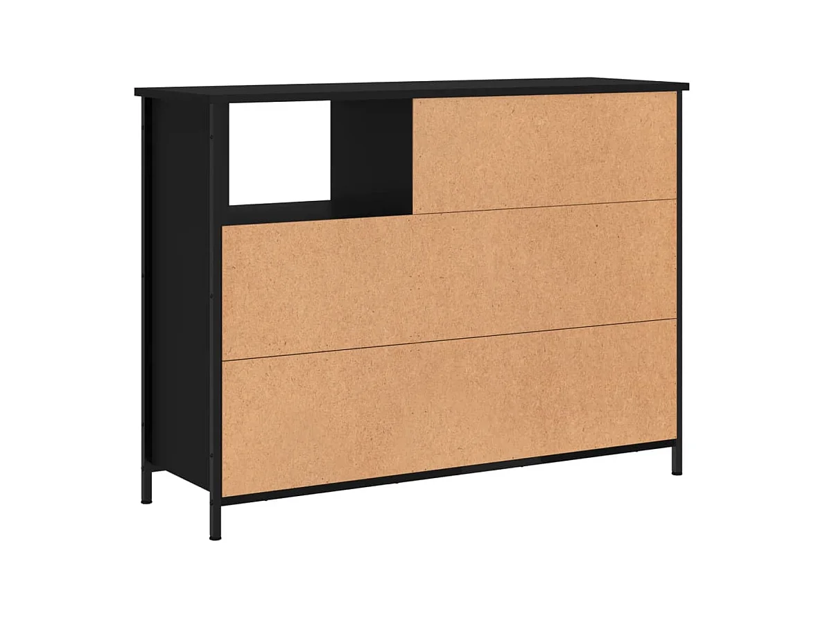 Buffet noir 100x33x75 bois d'ingénierie