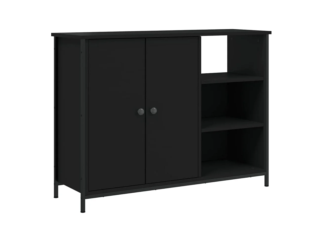 Buffet noir 100x33x75 bois d'ingénierie