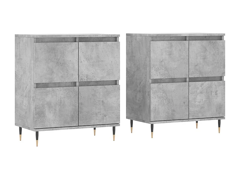 Buffets 2 pcs gris béton bois d'ingénierie
