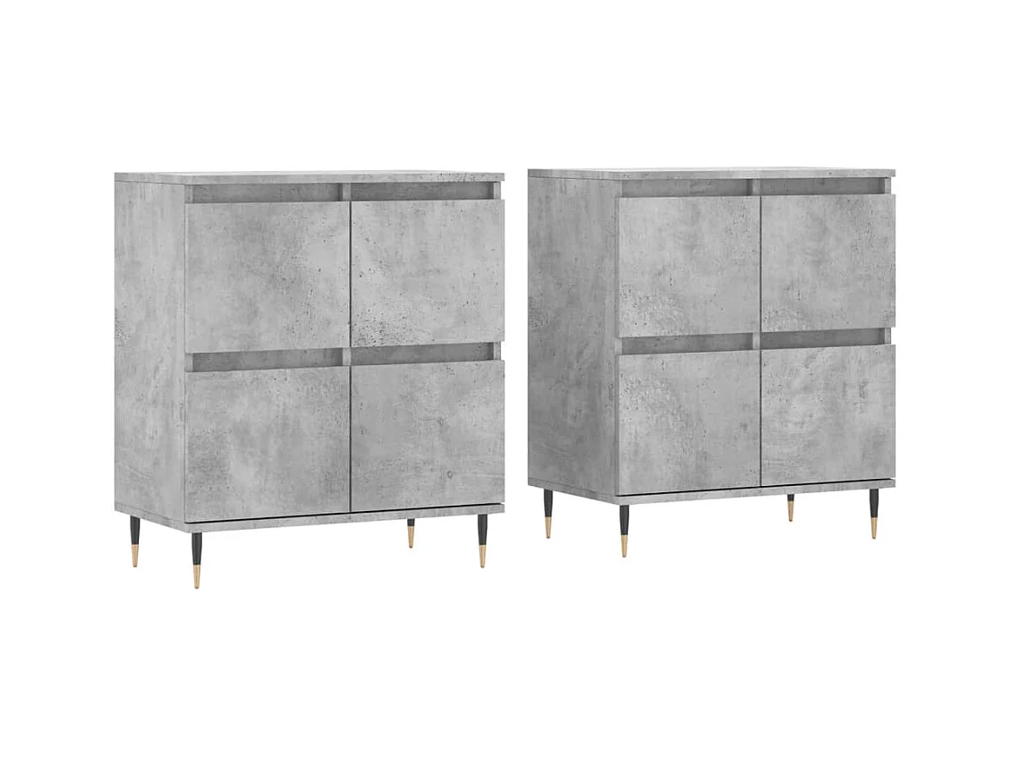 Buffets 2 pcs gris béton bois d'ingénierie