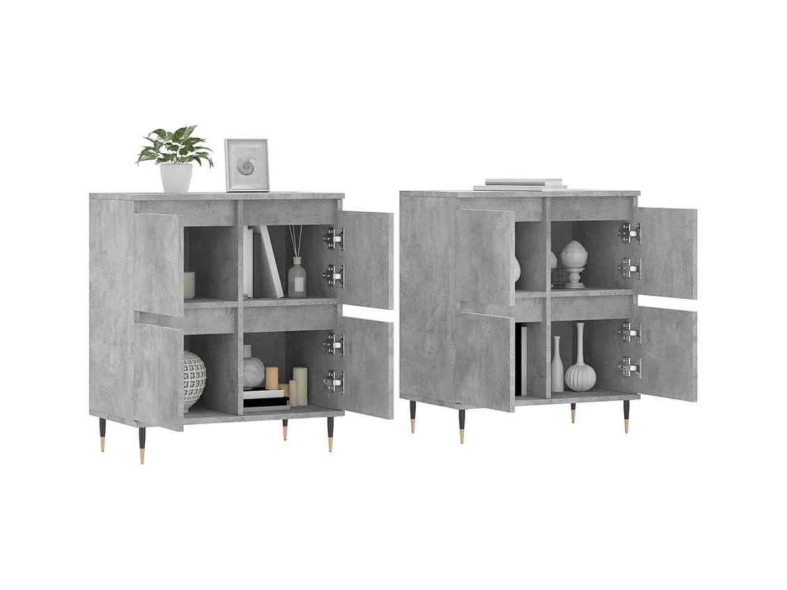 Buffets 2 pcs gris béton bois d'ingénierie
