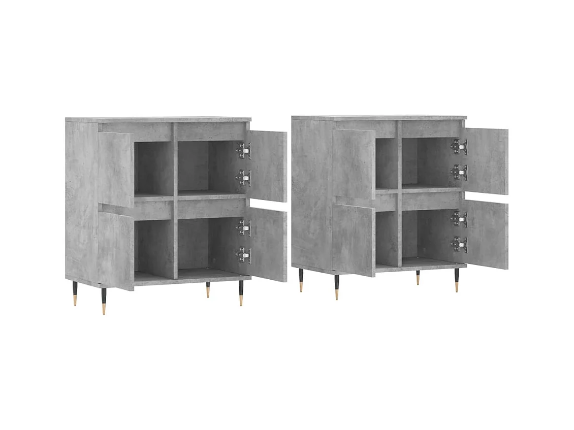 Buffets 2 pcs gris béton bois d'ingénierie