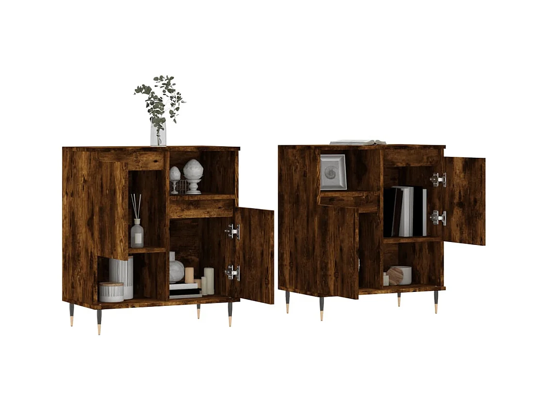 Buffets 2 pcs chêne fumé bois d'ingénierie