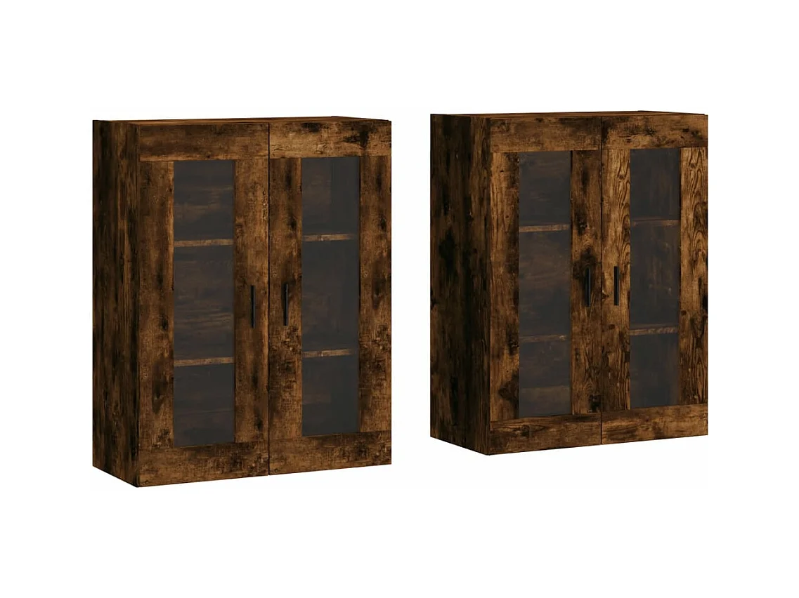 Armoires murales 2 pcs chêne fumé bois d'ingénierie