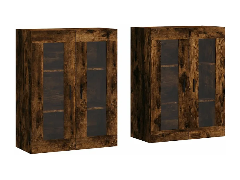 Armoires murales 2 pcs chêne fumé bois d'ingénierie