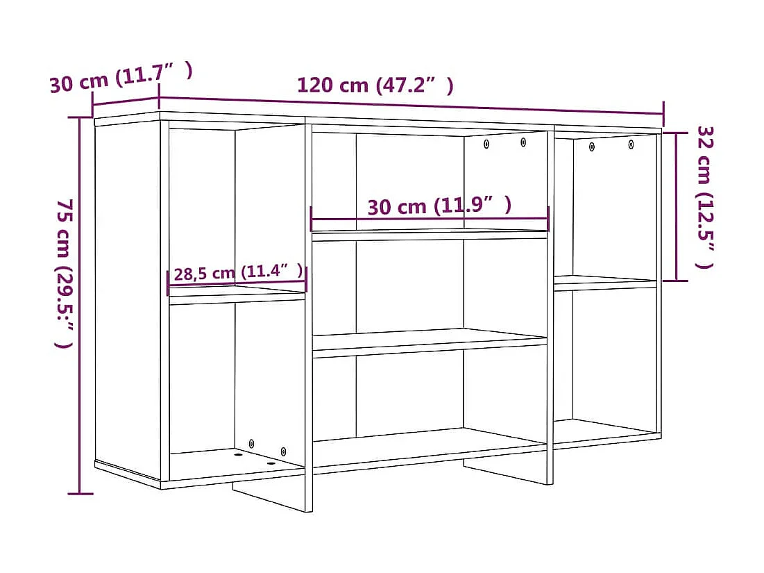 Buffet Gris béton 120x30x75