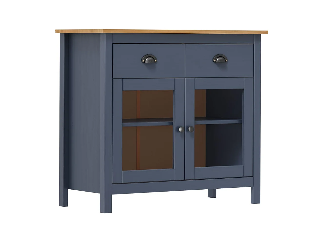 Buffet Hill Range Gris 90x40x80 Bois de pin solide