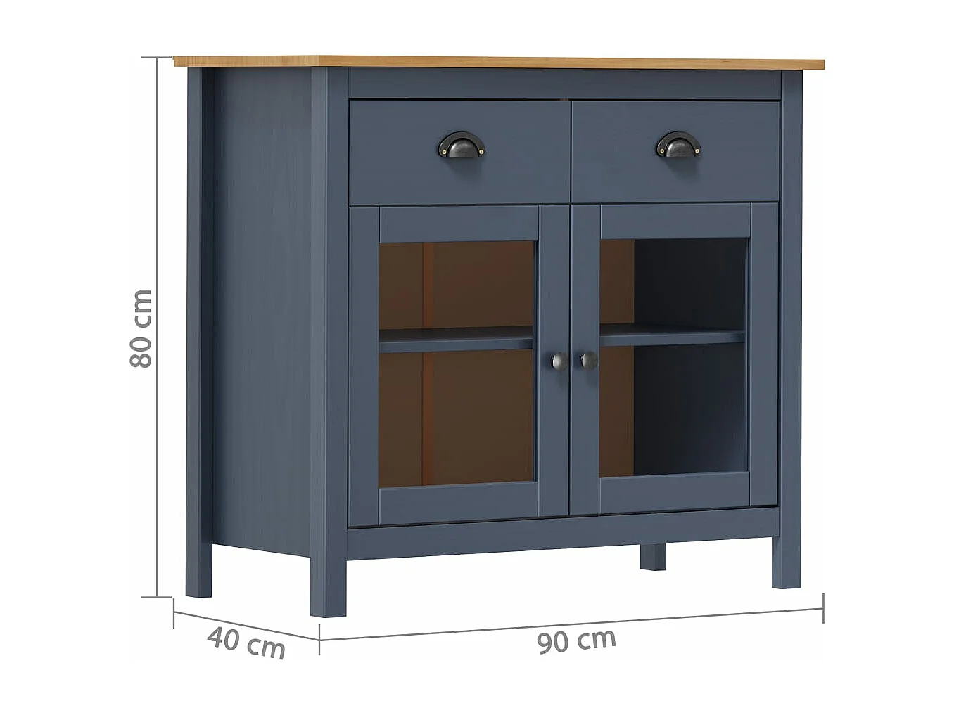 Buffet Hill Range Gris 90x40x80 Bois de pin solide