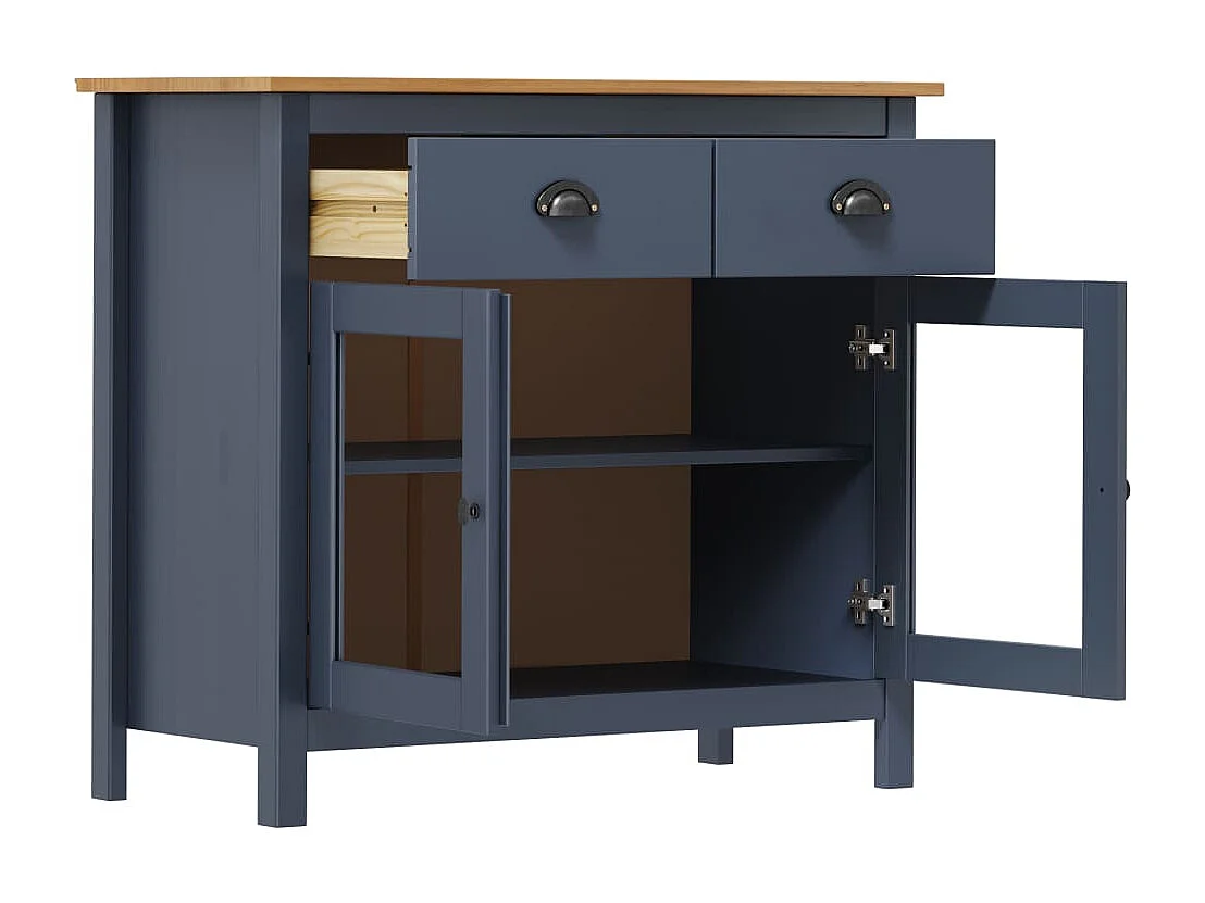 Buffet Hill Range Gris 90x40x80 Bois de pin solide