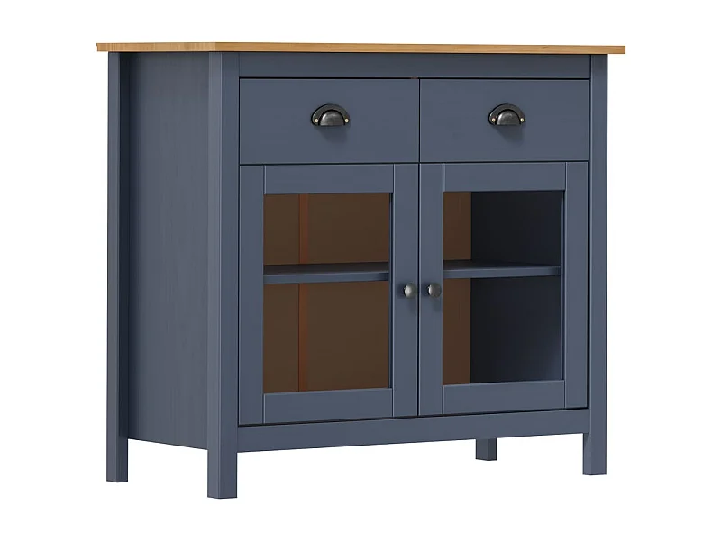 Buffet Hill Range Gris 90x40x80 Bois de pin solide