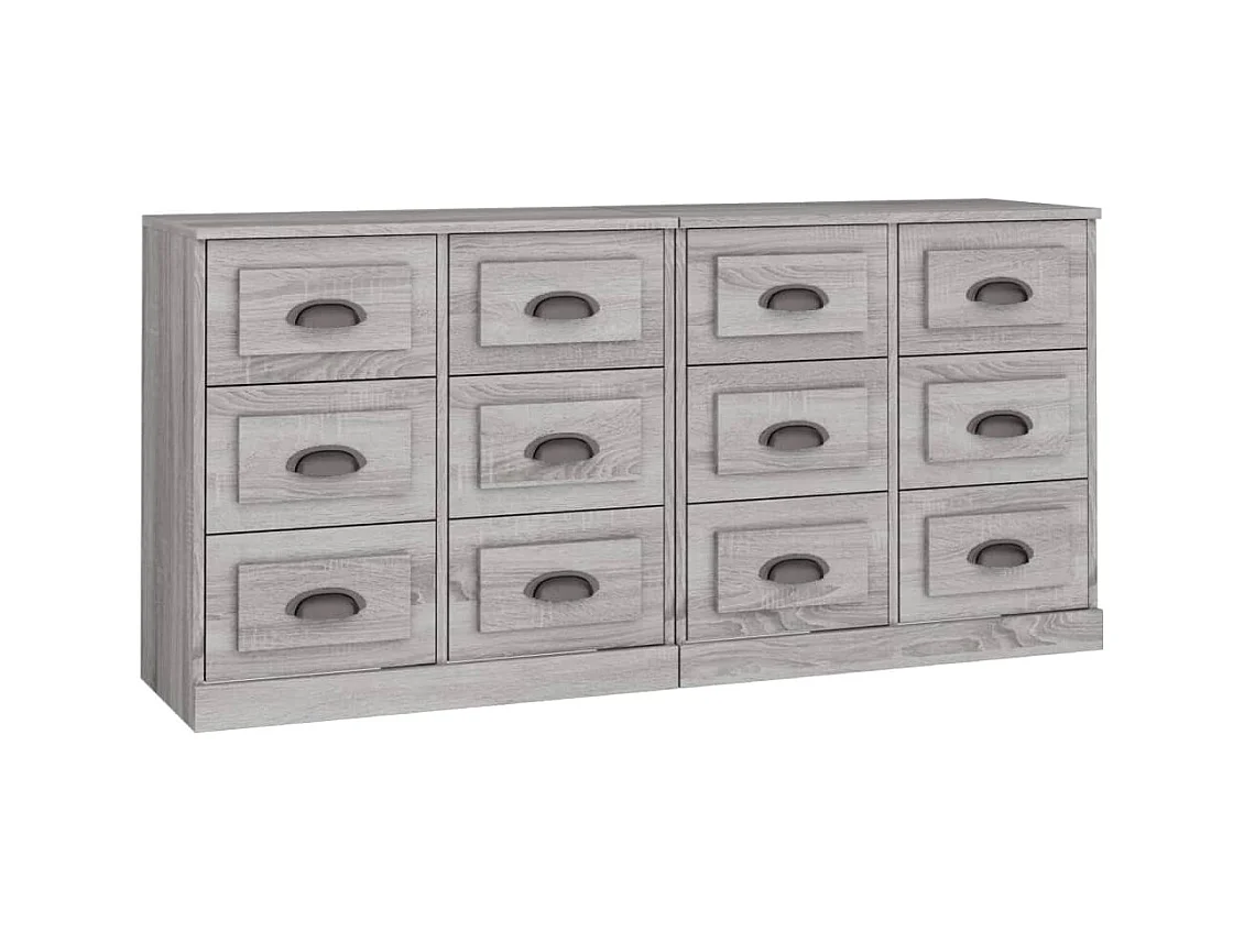 Buffets 2 pcs sonoma gris bois d'ingénierie