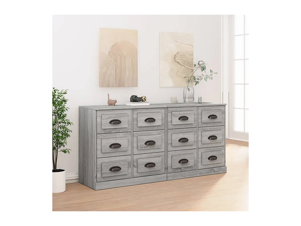 Buffets 2 pcs sonoma gris bois d'ingénierie